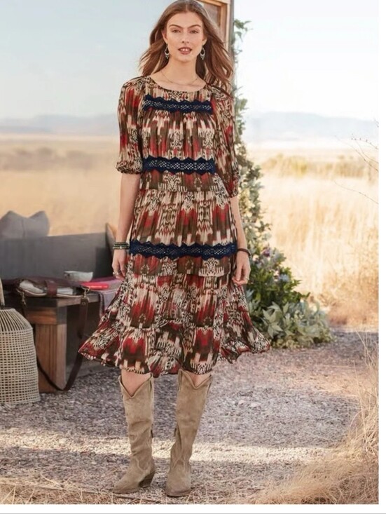 Sundance Dresses & Skirts - Sundance Ikat Print Blouse in Red, Gray and Navy